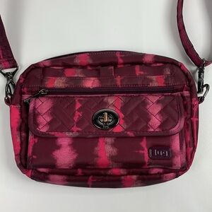 Lug Switch Nylon Crossbody Bag Fuschia Pink Gun metal Zip RFID Protection